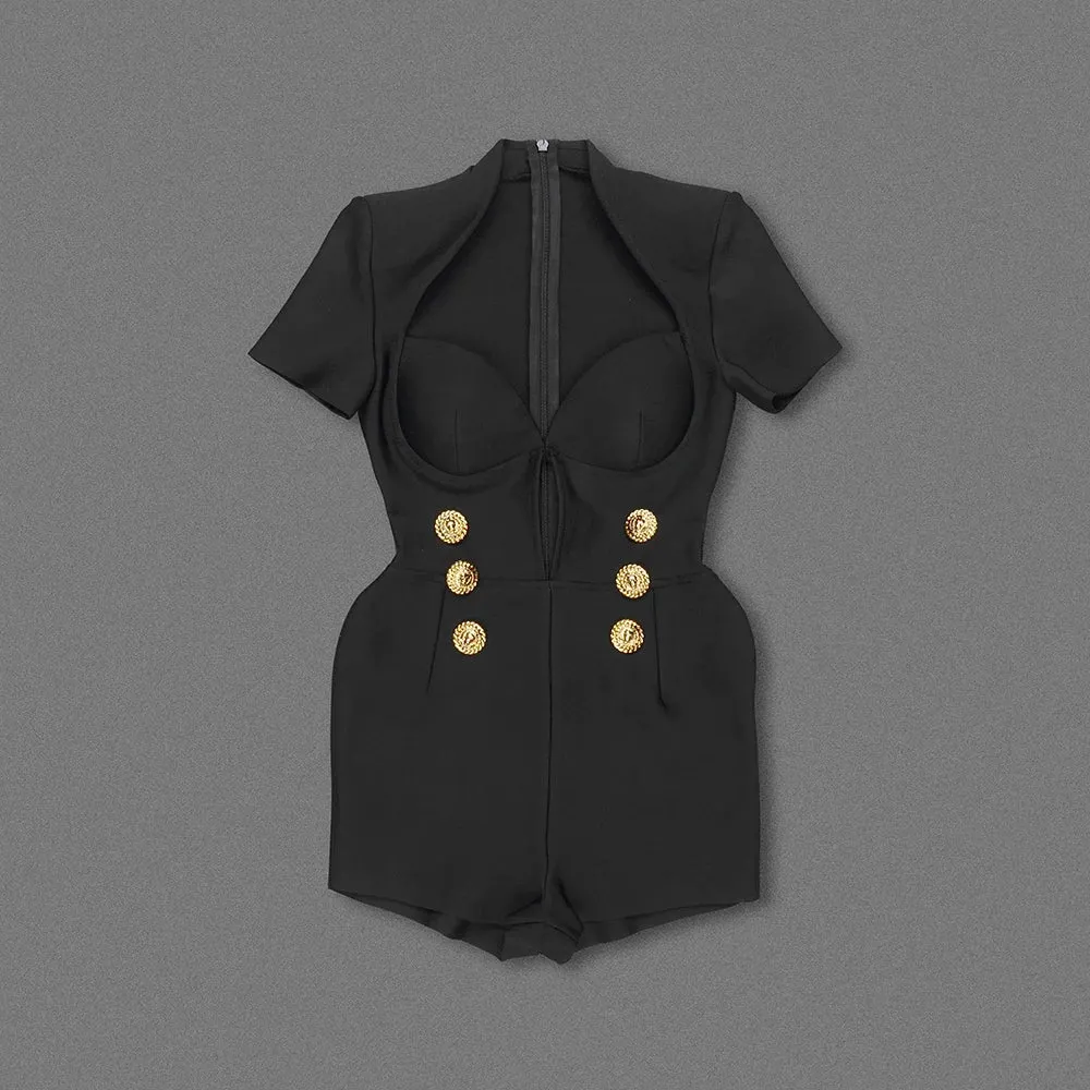 Trend4us Women's Sculpted Buttoned Romper