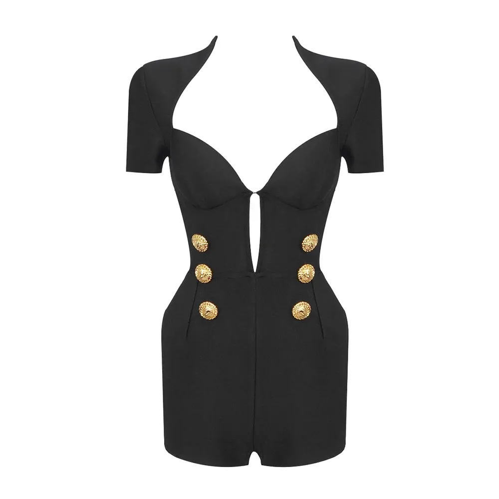 Trend4us Women's Sculpted Buttoned Romper