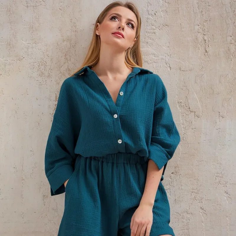 Turn-Down Collar Homewear Pajamas