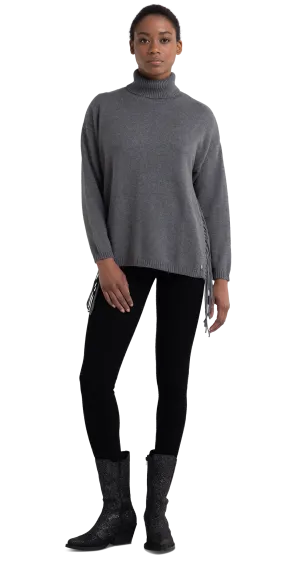 Turtleneck Sweater With Fringes
