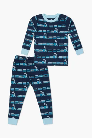 Two-Piece Pajama Set_Blue Trains