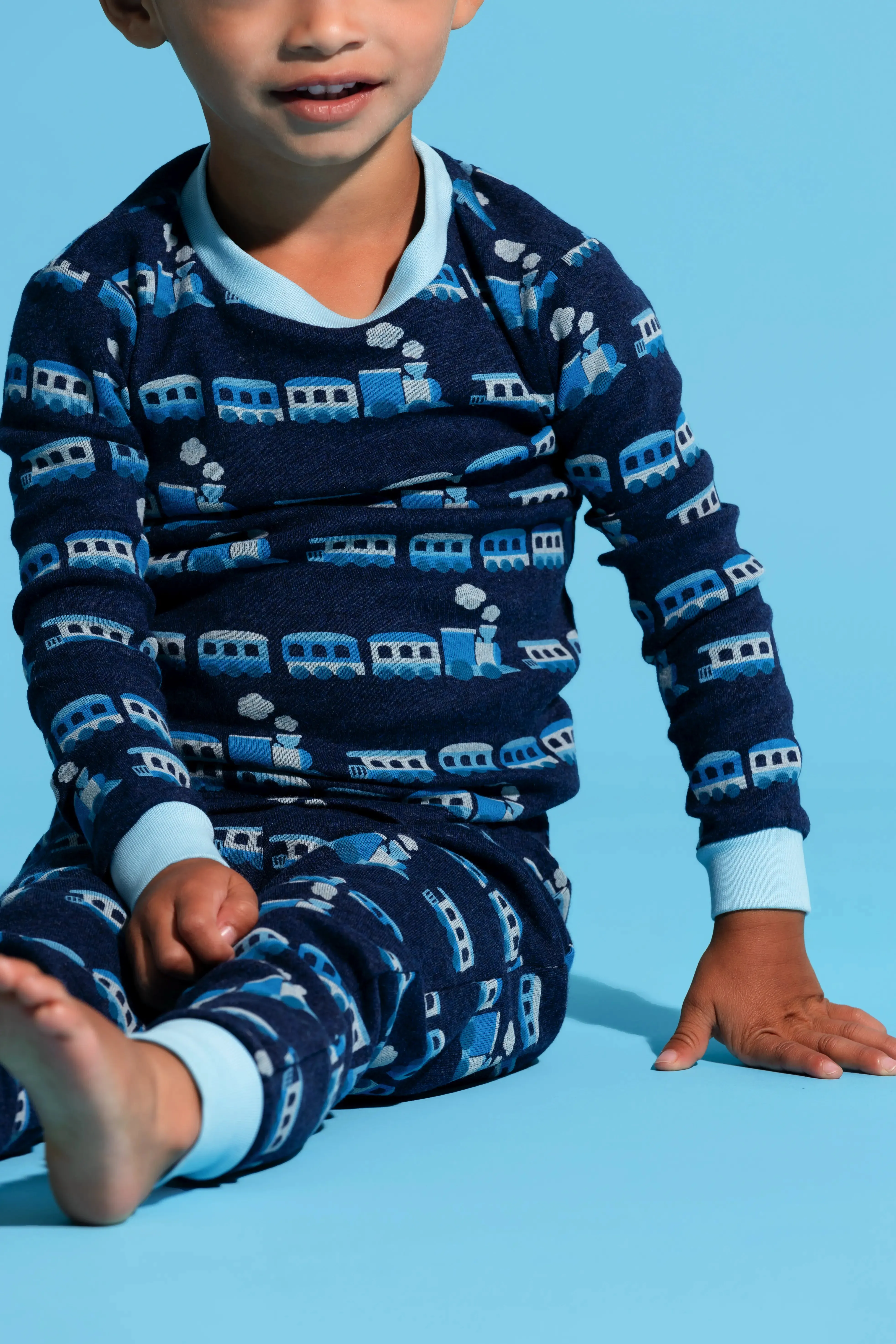 Two-Piece Pajama Set_Blue Trains