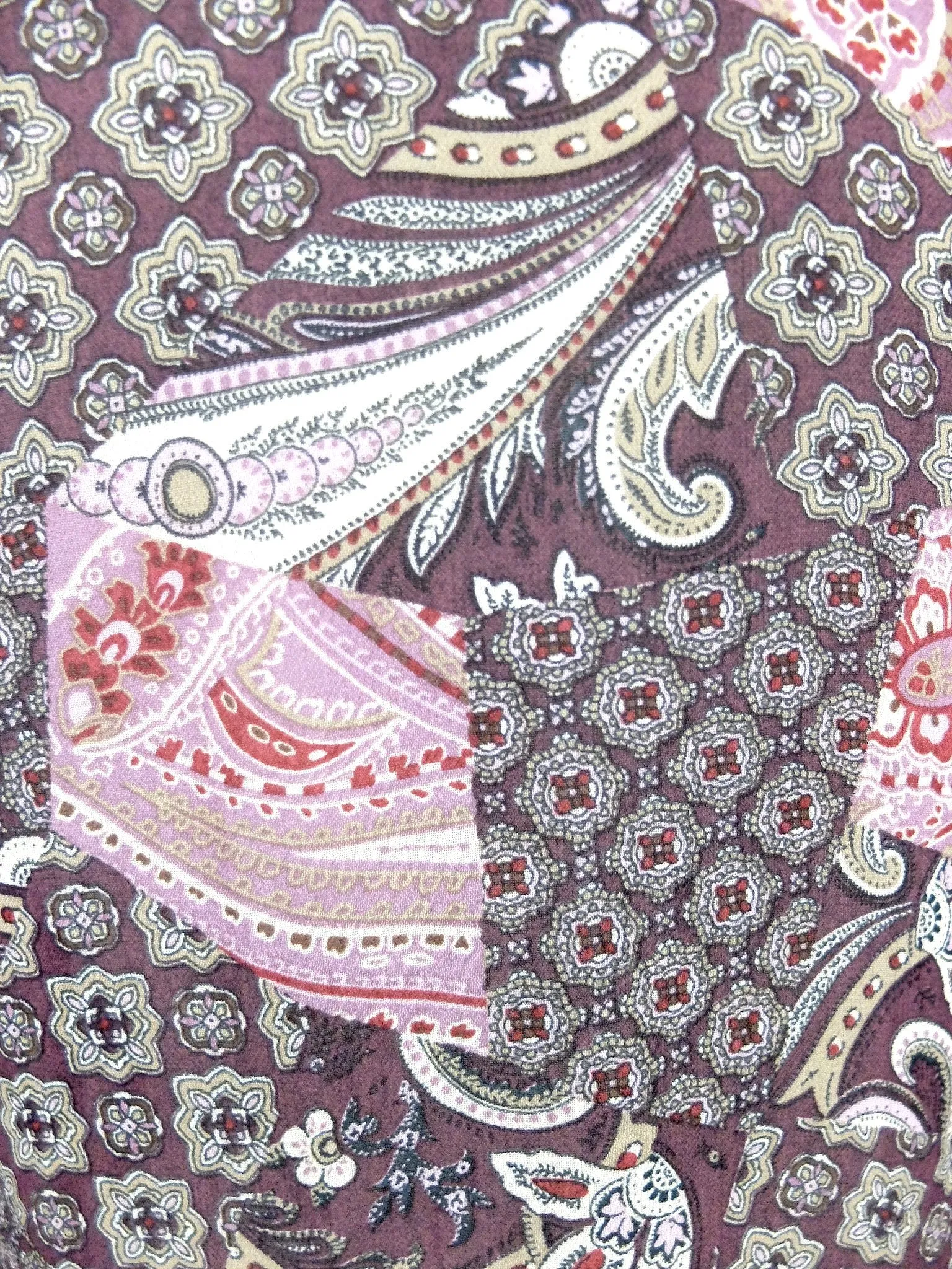 Vintage 1990s does 60s Psychedelic Paisley Collared Long Sleeve Sheer Chiffon Button Up Blouse