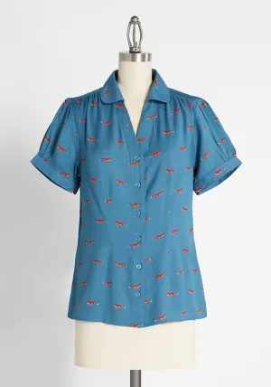 Vintage Vixen Button-Up Blouse