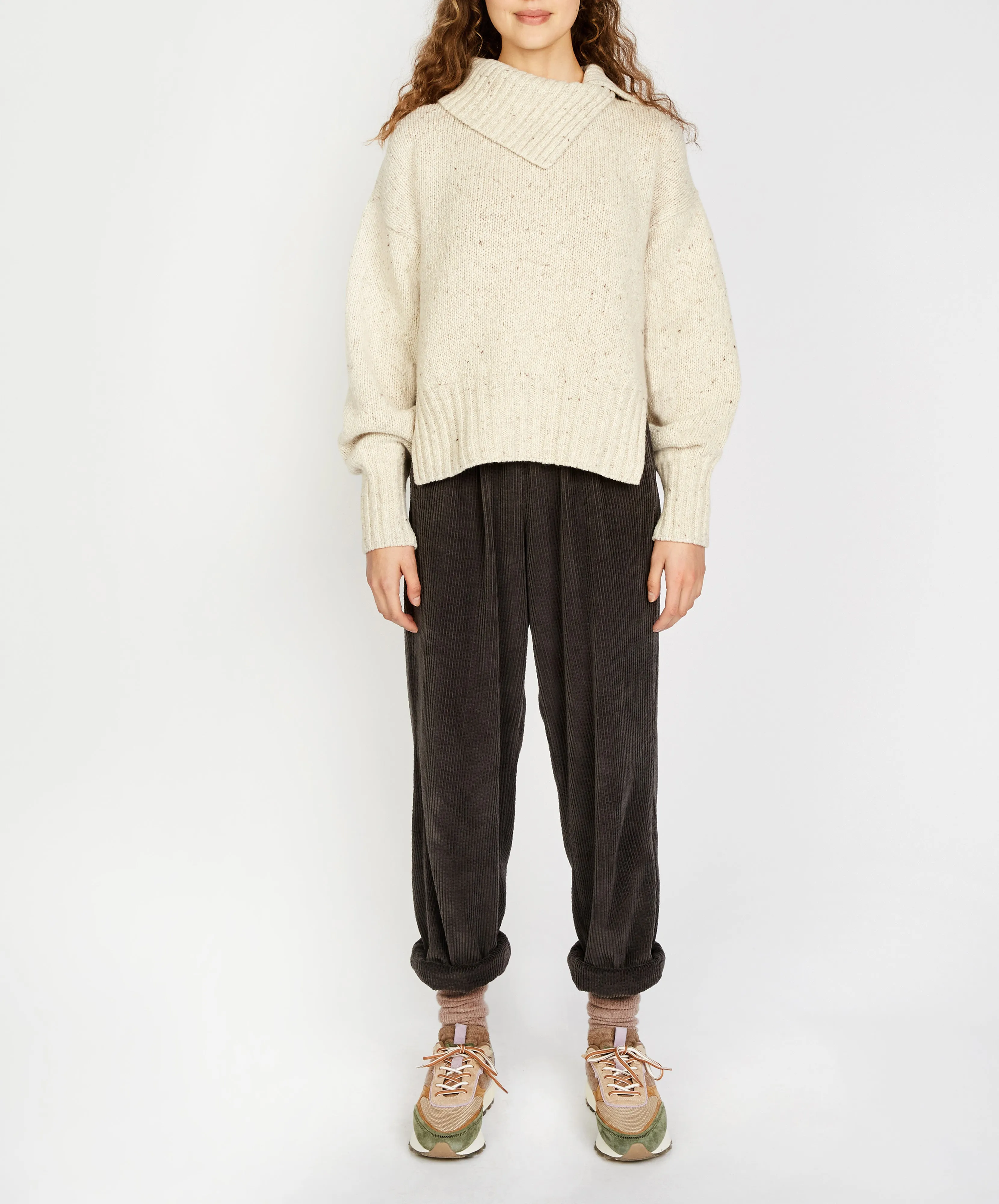 Wilde Slouchy Funnel Neck Sweater Chalkstone