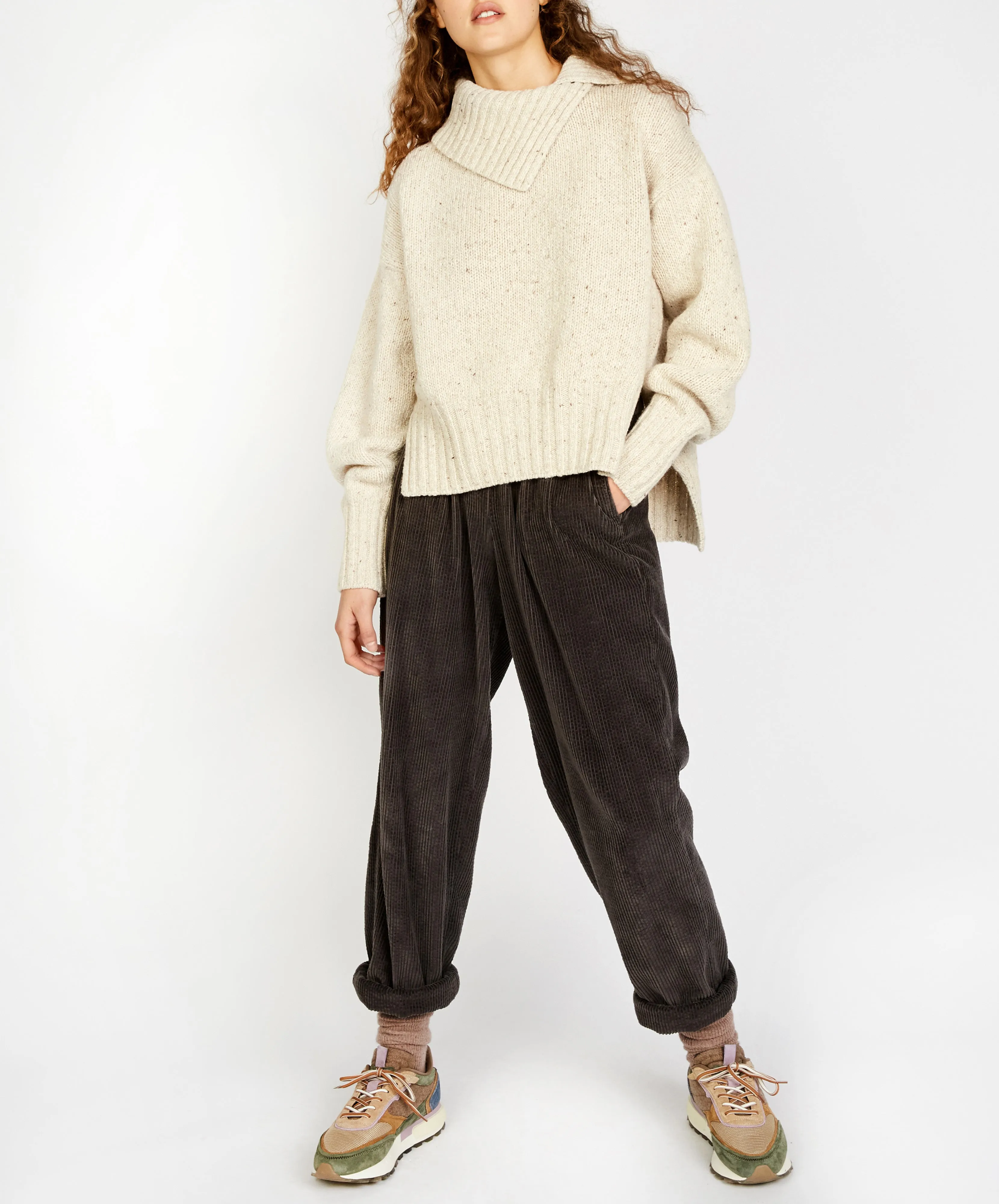 Wilde Slouchy Funnel Neck Sweater Chalkstone