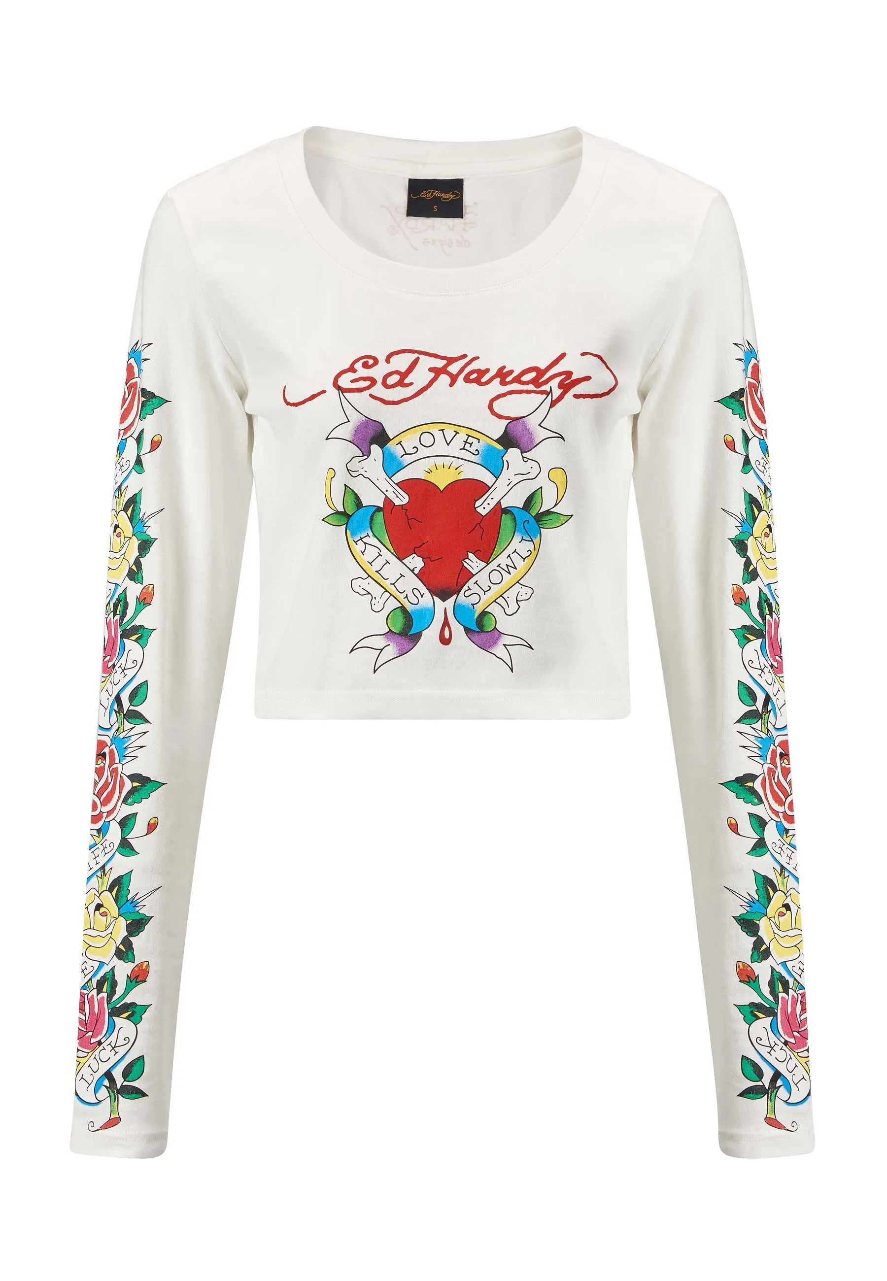 Womens Broken Hearts Kills Scoop Neck Long sleeve T-Shirt - White